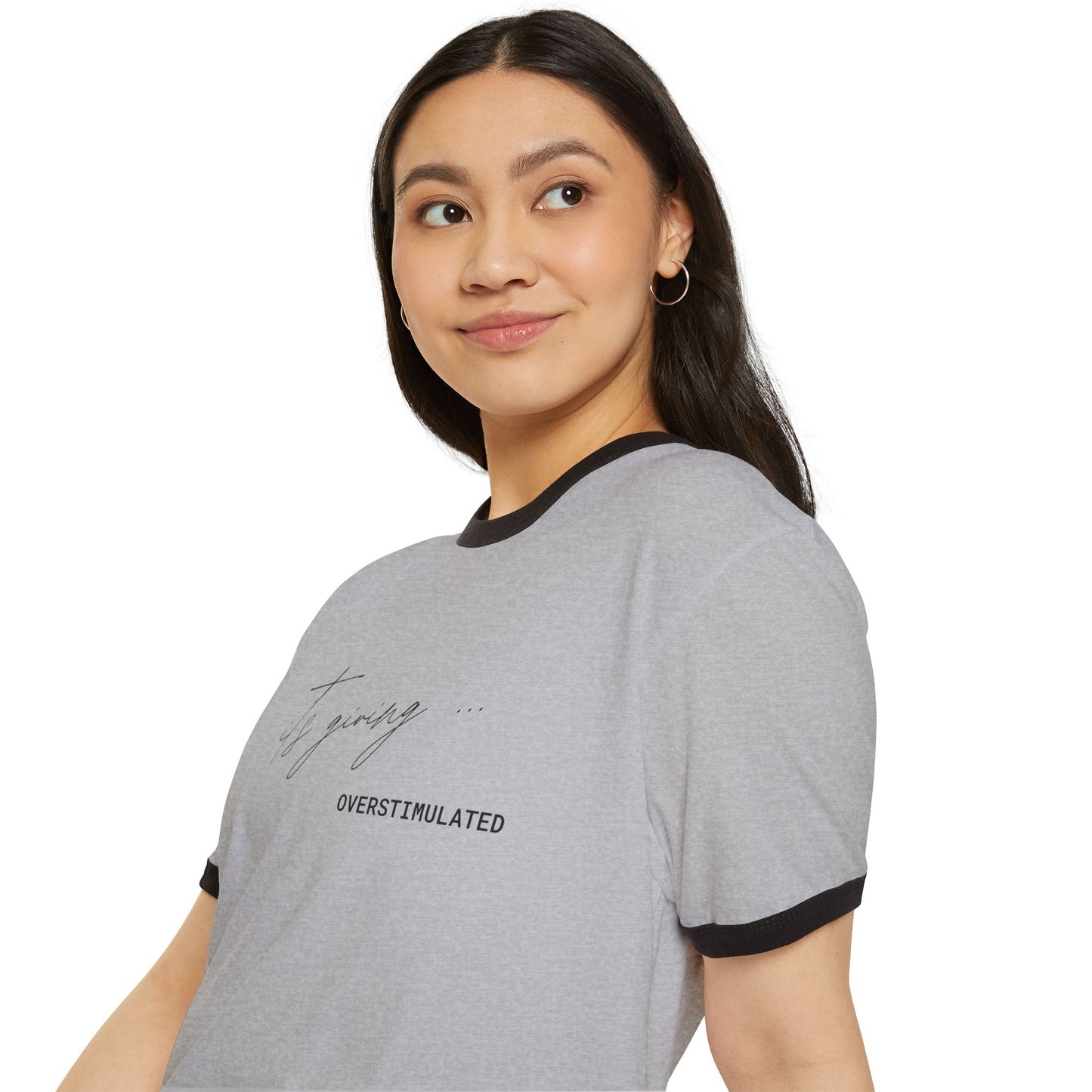 “It’s Giving Overstimulated” Ringer T-Shirt