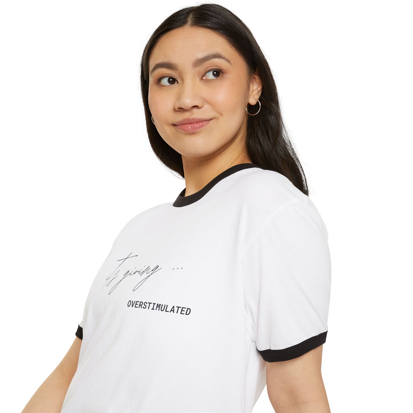 “It’s Giving Overstimulated” Ringer T-Shirt